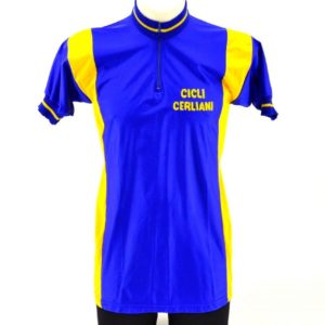 Cicli Cerliani Blue / Yellow Pista Track Size 4 Jersey Maglia NJS Velodrome