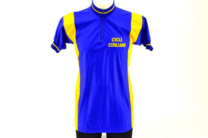 Cicli Cerliani Blue / Yellow Pista Track Size 4 Jersey Maglia NJS Velodrome