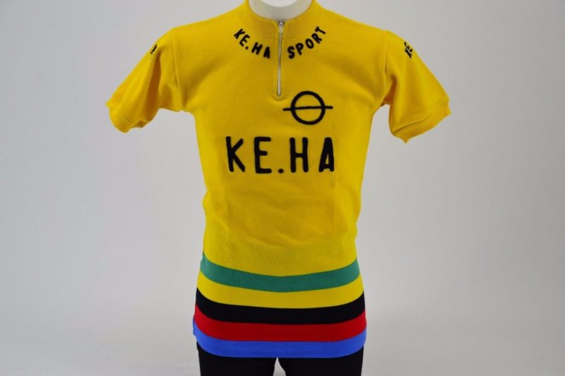 KeHa Yellow 1970s Classic Vintage Cycling Jersey Size 3 World Champion TDF Retro