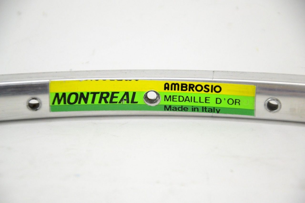 NOS Ambrosio Montreal Vintage Tubular Road Rim x1 Silver 36H 700c 622 20mm  450g - Cicli Berlinetta