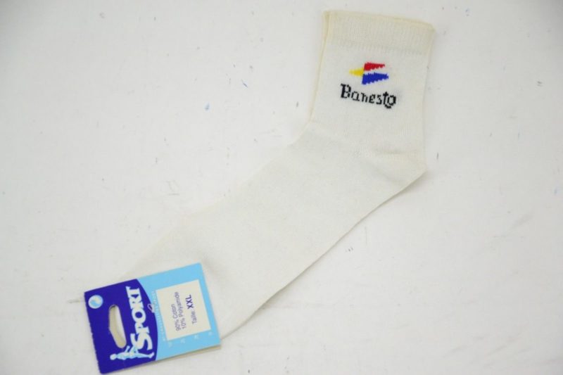 NOS White Cycling Socks Banesto Miguel Indurain Road Bike Size XXL Pinarello - Image 2