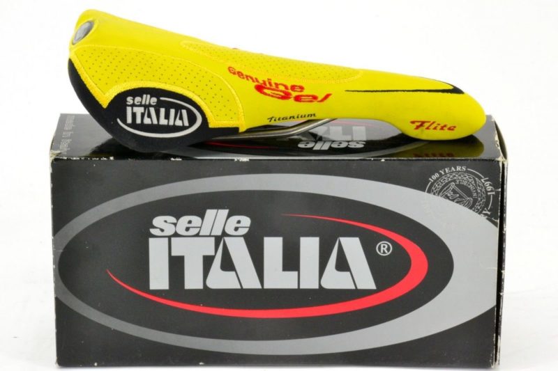 Selle Italia Flite Titanium Genuine Gel Saddle Yellow Leather 2001 Made in Italy - Image 2