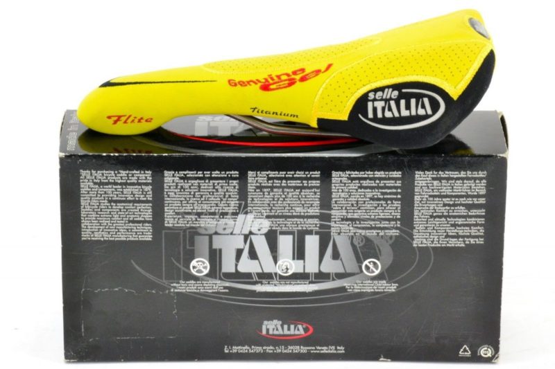 Selle Italia Flite Titanium Genuine Gel Saddle Yellow Leather 2001 Made in Italy - Image 3