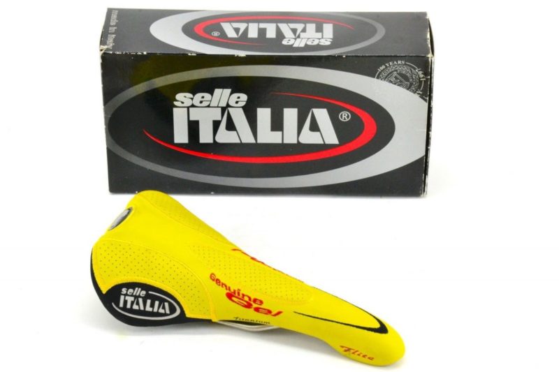 Selle Italia Flite Titanium Genuine Gel Saddle Yellow Leather 2001 Made in Italy - Image 4