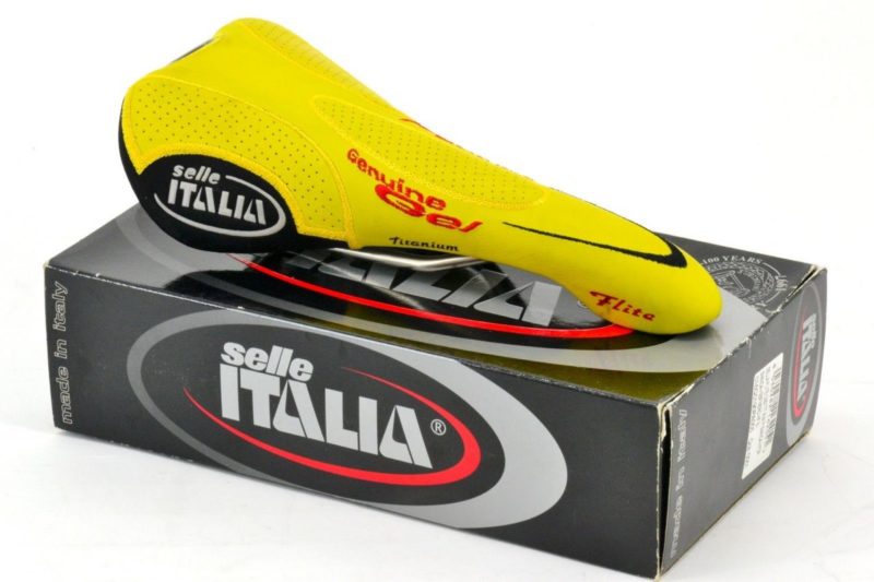 Selle Italia Flite Titanium Genuine Gel Saddle Yellow Leather 2001 Made in Italy