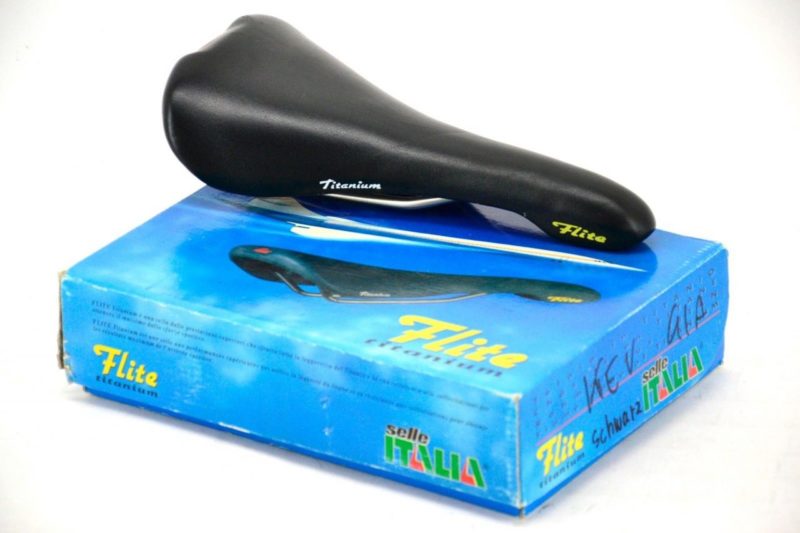 Selle Italia Flite Titanium Red Logo Black Leather 1995 Made in Italy TDF Rapha
