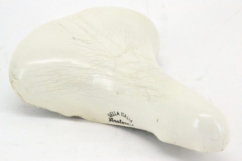 Selle Italia Lady Anatomica Saddle White Leather 1980s Made in Italy L'Eroica