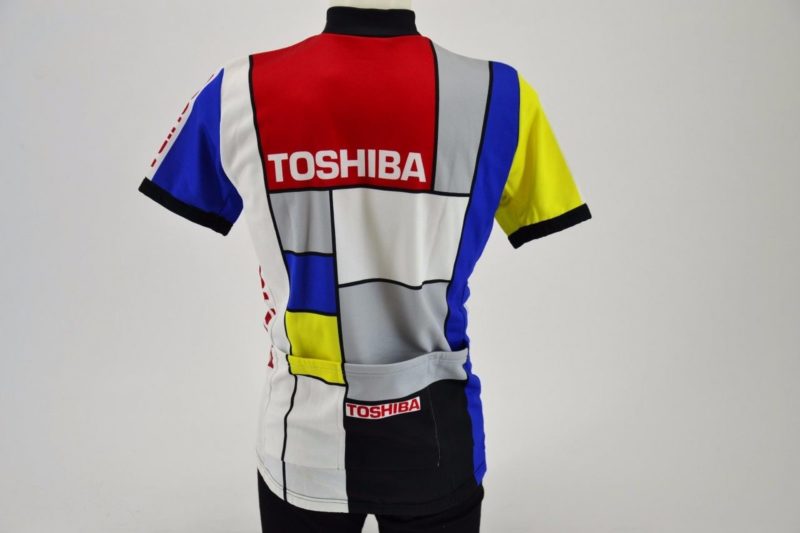 Team Toshiba NOS Mondrian 1989 Vintage Cycling Jersey Size 4 - Image 2