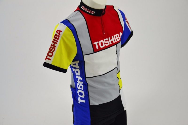 Team Toshiba NOS Mondrian 1989 Vintage Cycling Jersey Size 4 - Image 3