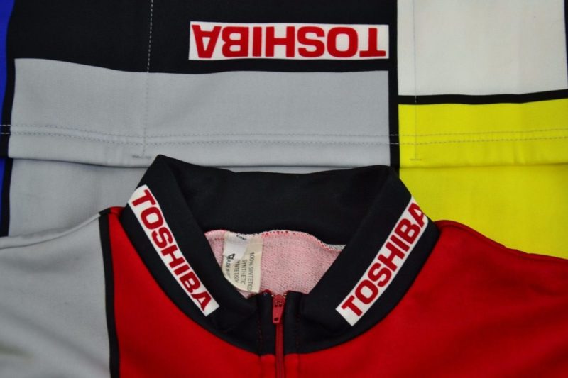 Team Toshiba NOS Mondrian 1989 Vintage Cycling Jersey Size 4 - Image 4