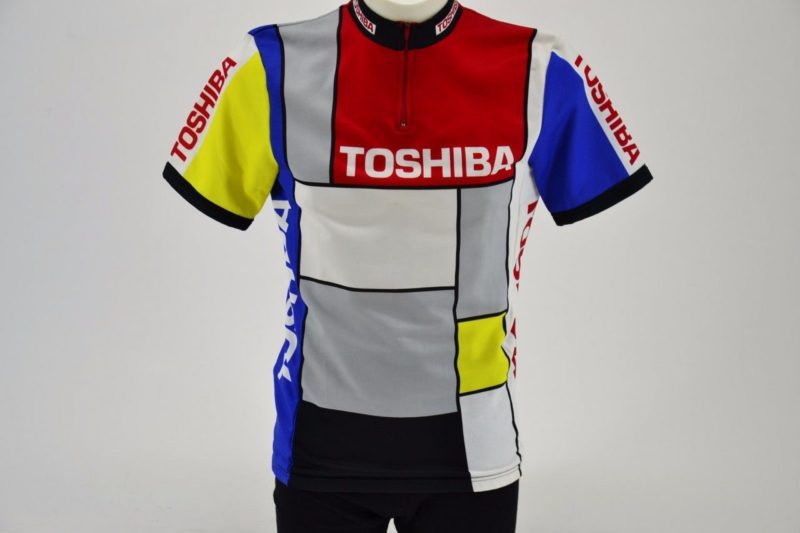 Team Toshiba NOS Mondrian 1989 Vintage Cycling Jersey Size 4