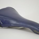 Vintage Selle Italia Flite Titanium saddle in navy blue leather