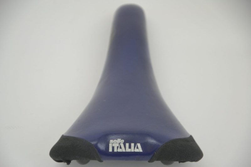 Vintage Selle Italia Flite Titanium saddle in navy blue leather