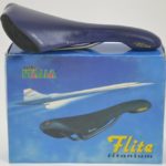 Vintage Selle Italia Flite Titanium saddle in navy blue leather