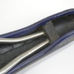Vintage Selle Italia Flite Titanium saddle in navy blue leather