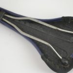 Vintage Selle Italia Flite Titanium saddle in navy blue leather