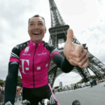 Erik Zabel with a Team Telekom jacket in Paris