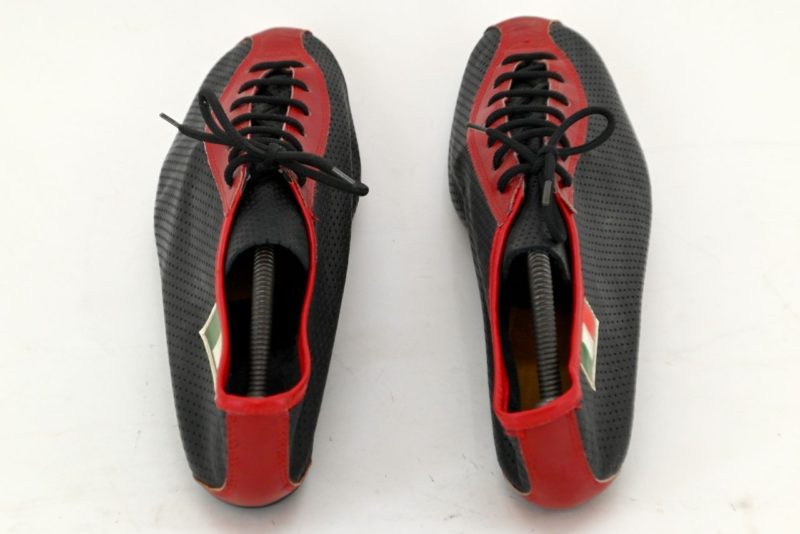 Vintage Italian Perforated Leather Cycling Shoes black and red