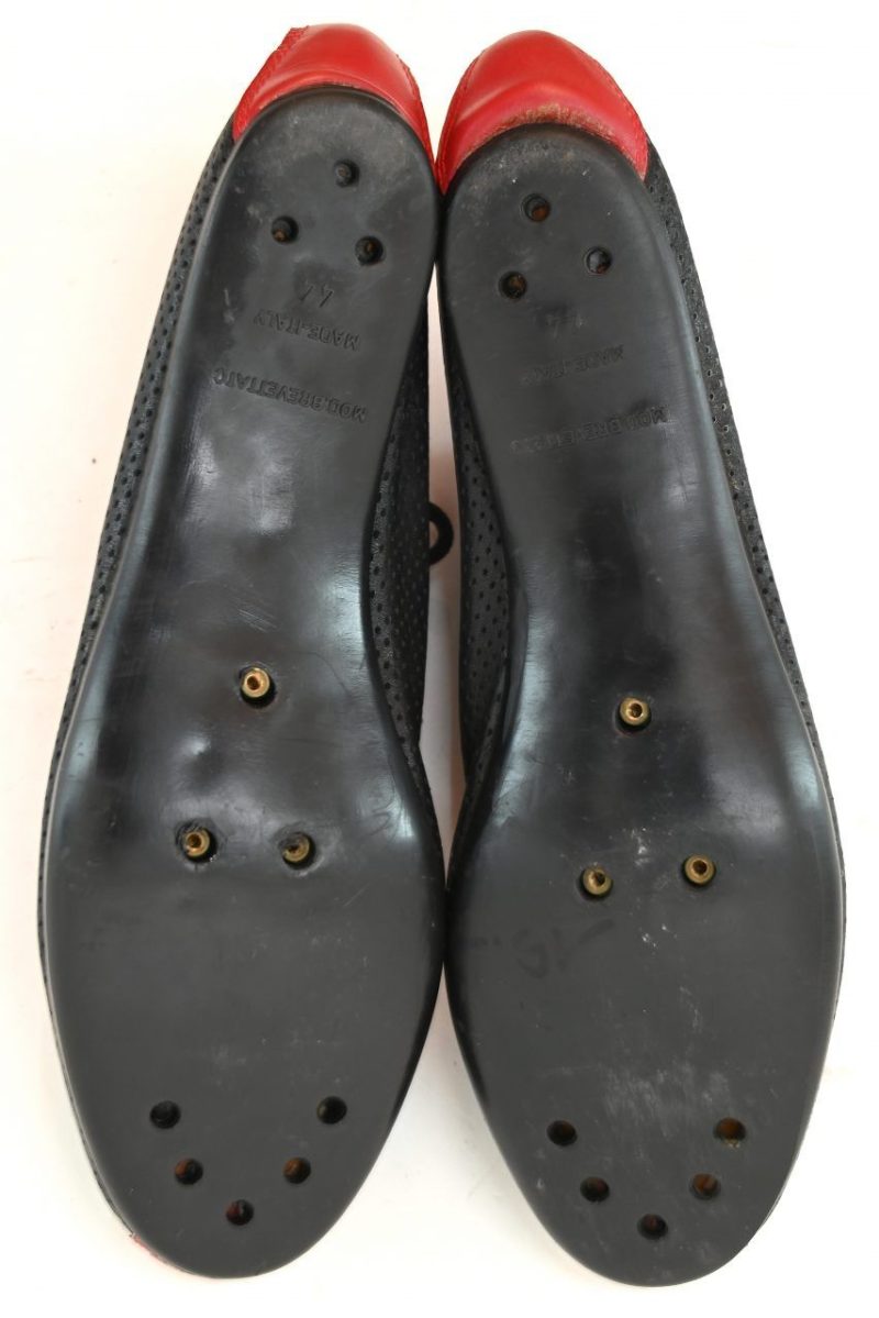 Vintage Italian Perforated Leather Cycling Shoes black and red