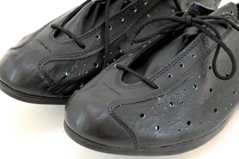 Vintage Italian Black Leather Cycling Shoes "Extra Lusso" NOS