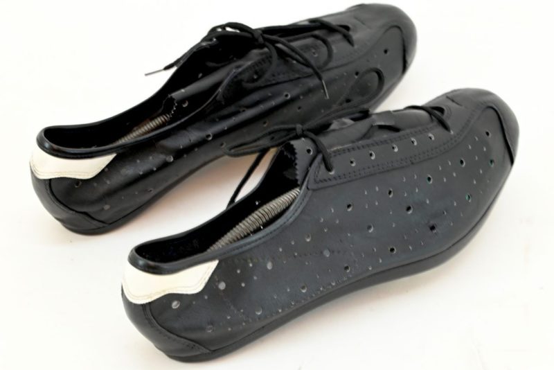 Vintage Italian Black Leather Cycling Shoes "Extra Lusso" NOS