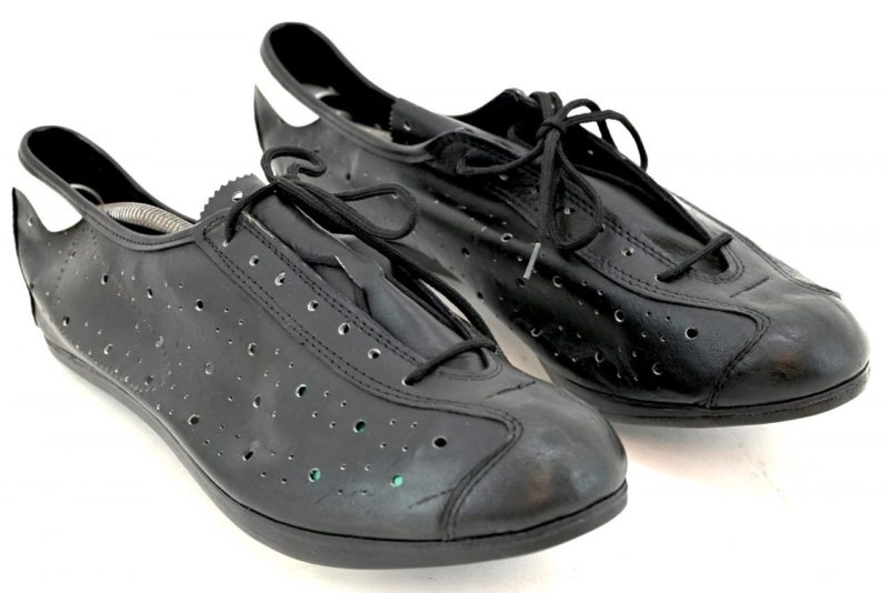 Vintage Italian Black Leather Cycling Shoes "Extra Lusso" NOS