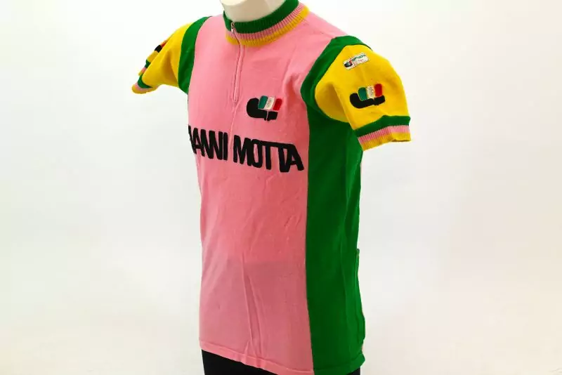 Vintage Gianni Motta Italian Wool Cycling Jersey Pink