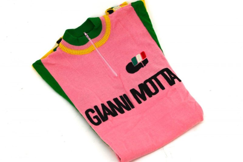 Vintage Gianni Motta Italian Wool Cycling Jersey Pink