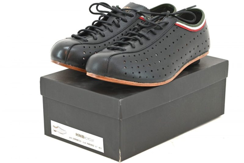 Vintage HNB Bicycle Classic Cycling Shoes Black Perforated Leather