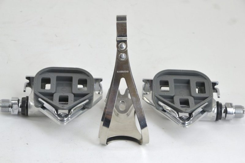 NOS NIB Shimano 600 Ultegra Tricolor PD-6400 Pedals with Toeclips and Cleats - Image 2