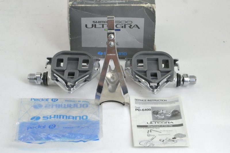 NOS NIB Shimano 600 Ultegra Tricolor PD-6400 Pedals with Toeclips and Cleats