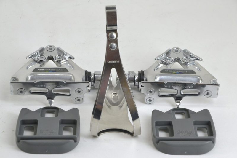 NOS NIB Shimano 600 Ultegra Tricolor PD-6400 Pedals with Toeclips and Cleats - Image 3