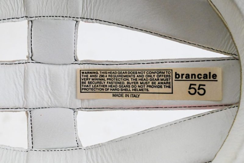 Original Brancale Hairnet/Danish Leather Helmet White and Neon Size 55 - 80s - Image 4