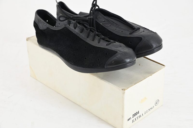 ITALIAN BLACK LEATHER SUEDE CYCLING SHOES “EXTRA LUSSO” NOS