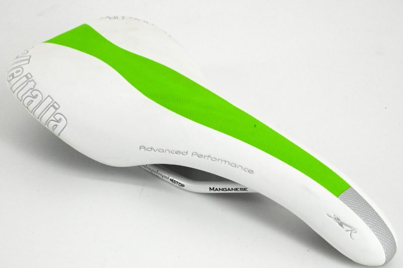 NOS Selle Italia XR Advanced Performance Saddle White/Green - Image 2