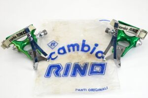NOS Rino Green Anodized Pedals With Toeclips and Straps