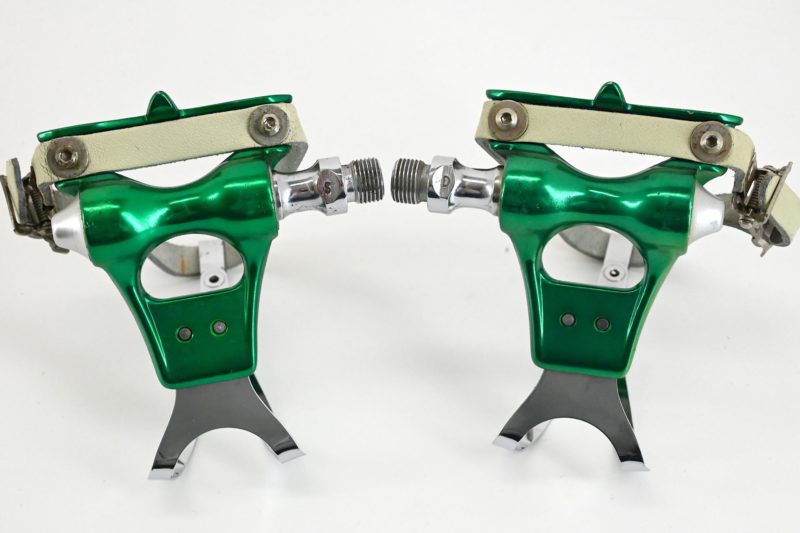 NOS Rino Green Anodized Pedals With Toeclips and Straps - Image 6