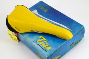 NOS/NIB Selle Italia Flite Titanium Kevlar Leather Saddle Yellow 1997