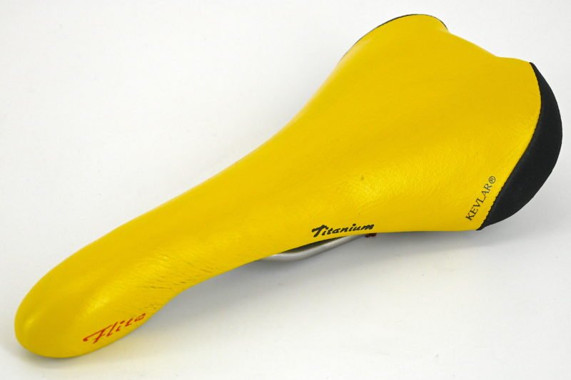 NOS/NIB Selle Italia Flite Titanium Leather Saddle Yellow 1997 - Image 2