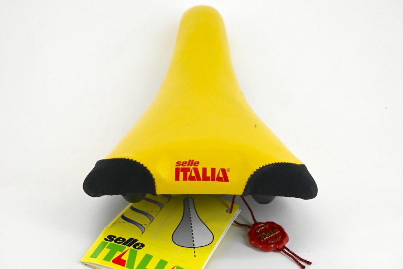 NOS/NIB Selle Italia Flite Titanium Leather Saddle Yellow 1997 - Image 3