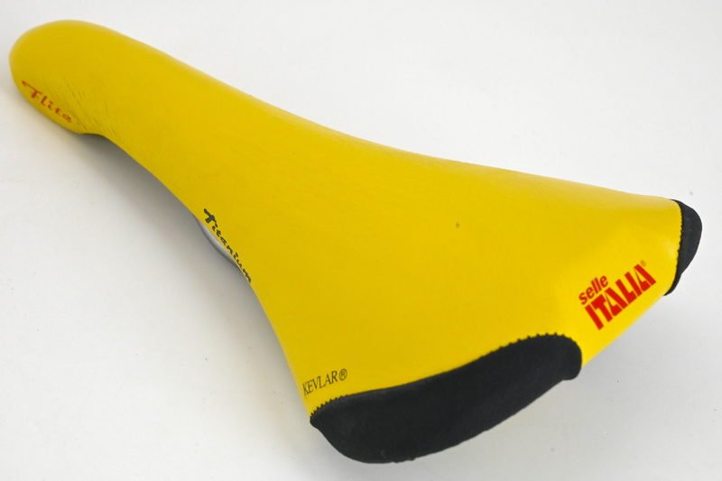 NOS/NIB Selle Italia Flite Titanium Leather Saddle Yellow 1997 - Image 6