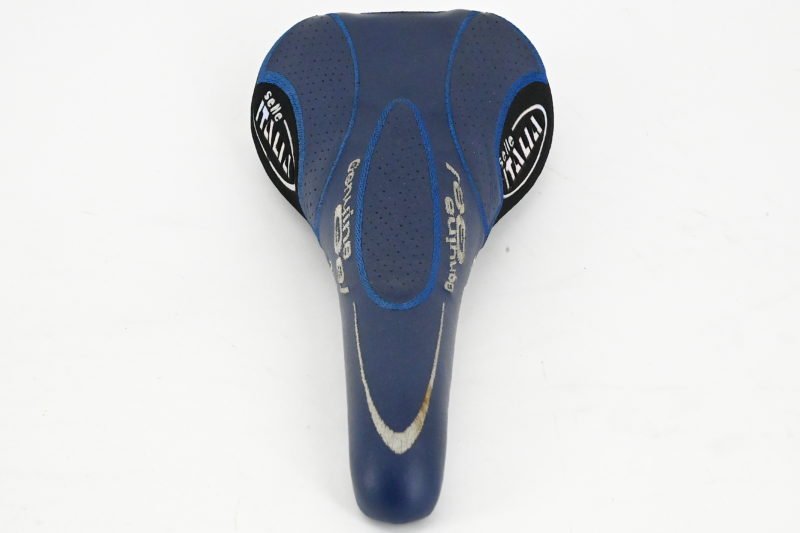 NOS Selle Italia Flite Titanium Geniune Gel Leather Saddle Blue 2000 - Image 2