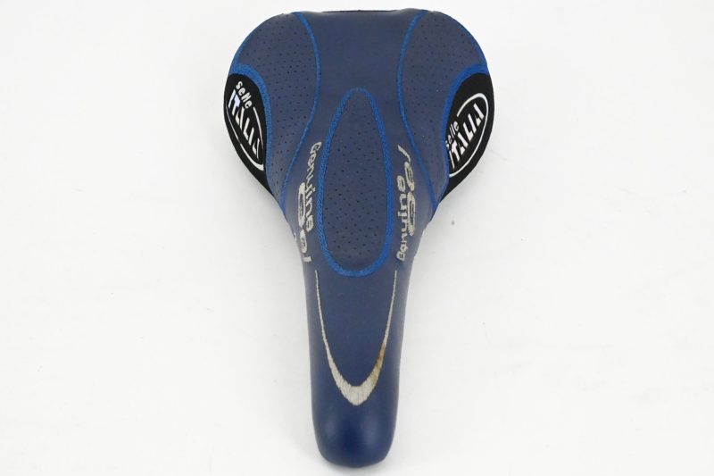 NOS Selle Italia Flite Titanium Geniune Gel Leather Saddle Blue 2000 - Image 2