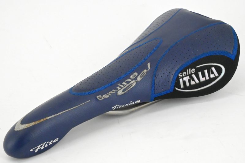NOS Selle Italia Flite Titanium Geniune Gel Leather Saddle Blue 2000 - Image 8