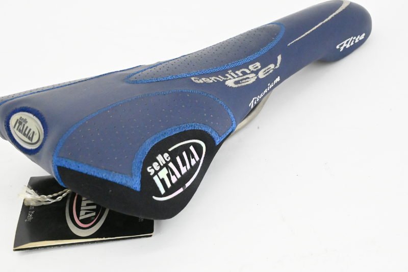 NOS Selle Italia Flite Titanium Geniune Gel Leather Saddle Blue 2000 - Image 6