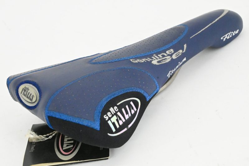 NOS Selle Italia Flite Titanium Geniune Gel Leather Saddle Blue 2000 - Image 5