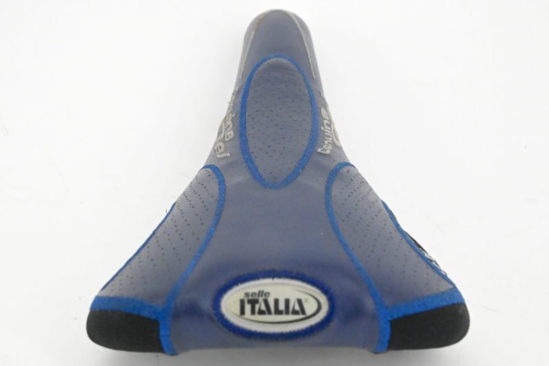 NOS Selle Italia Flite Titanium Geniune Gel Leather Saddle Blue 2000 - Image 4