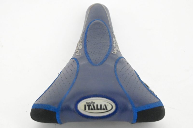 NOS Selle Italia Flite Titanium Geniune Gel Leather Saddle Blue 2000 - Image 3