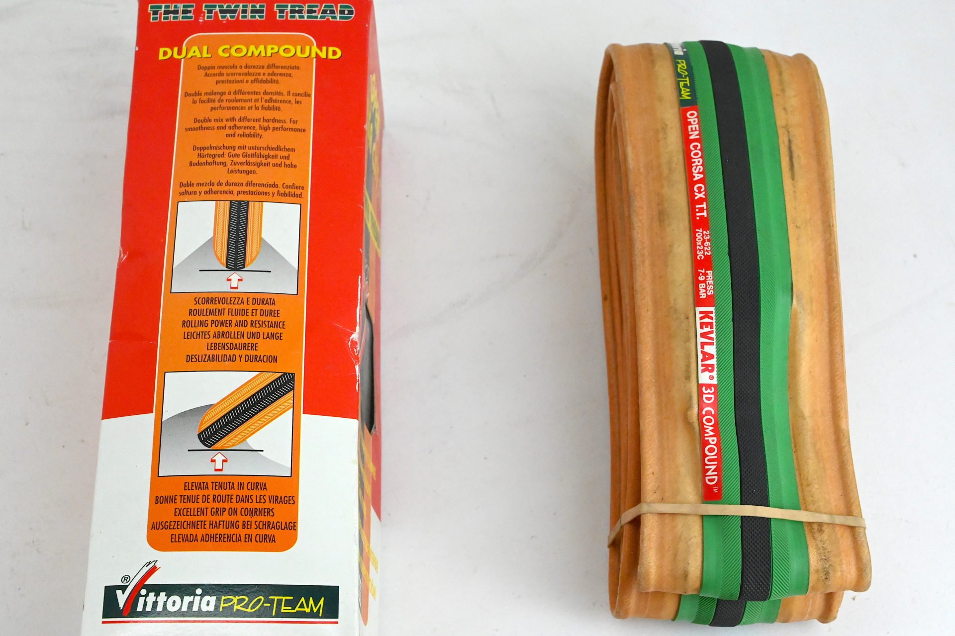 NOS Vittoria Pro-Team Open Corsa CX TT 700C X 23mm Green/Black Foldable Clincher Tire - Image 2