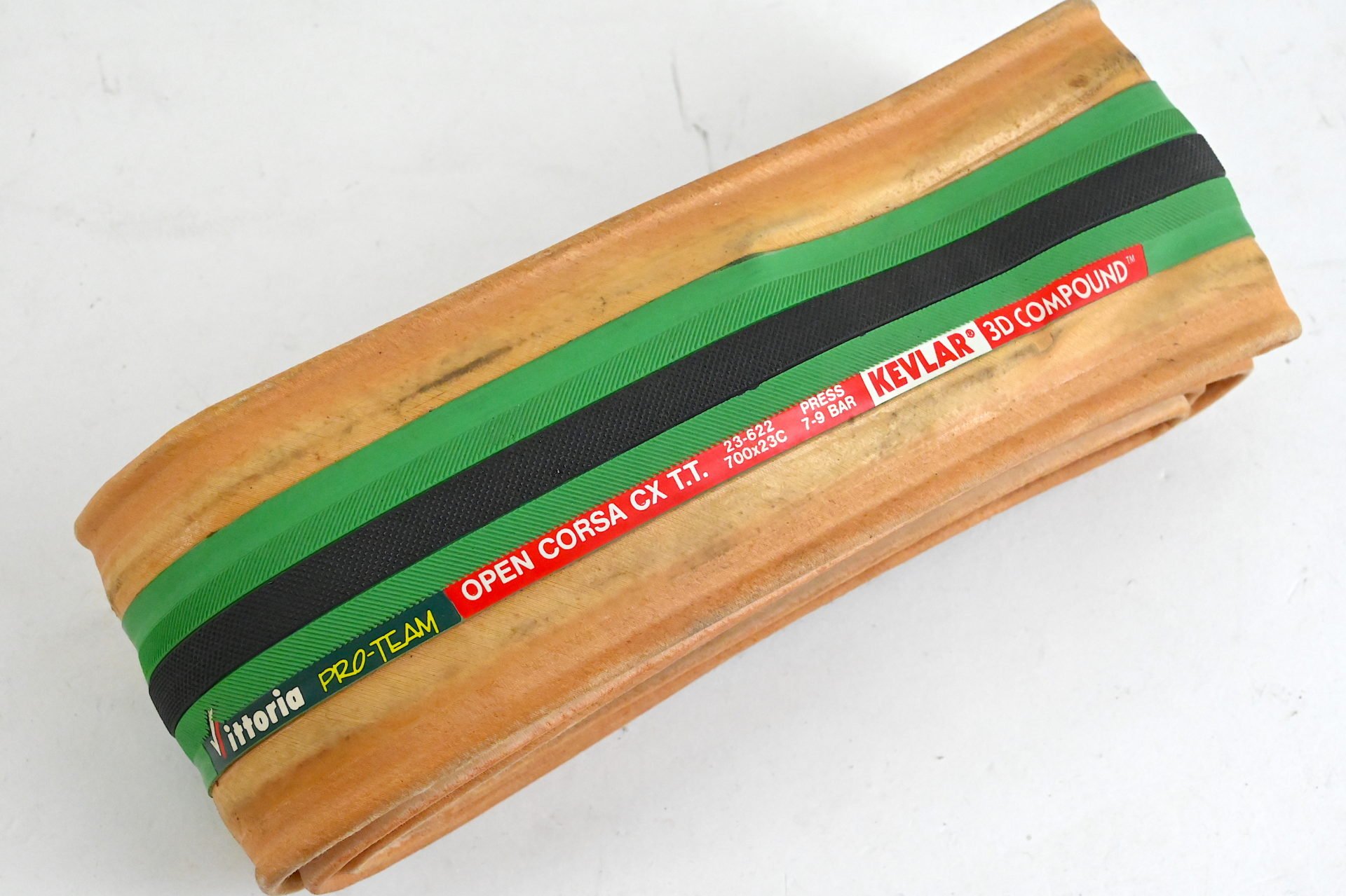 NOS Vittoria Pro-Team Open Corsa CX TT 700C X 23mm Green/Black Foldable Clincher Tire - Image 3